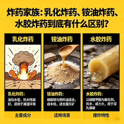 三山炸药家族：乳化炸药、铵油炸药、水胶炸药到底有什么区别？
